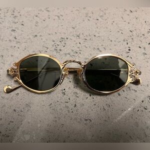 Vintage Style Gold Oval Sunglasses